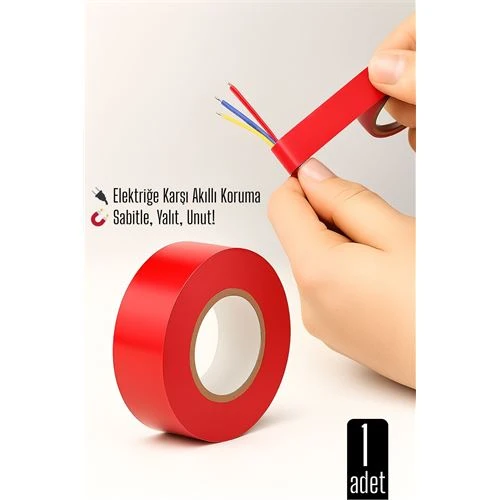 KIRMIZI Elektrik  Bandı – Yüksek Yalıtım Gücü, Kablo Sabitleme ve Elektrik Koruma İçin ürün görseli