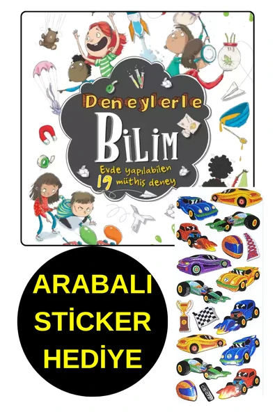 ARABALI STİCKER HEDİYE -  DENEYLERLE BİLİM - EVDE YAPILABİLEN 19 MÜTHİŞ DENEY ürün görseli