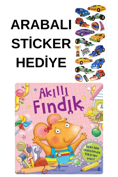 ARABALI STİCKER HEDİYELİ - OKUL ÖNCESİ RESİMLİ KİTAPLAR MASAL - AKILLI FINDIK ürün görseli