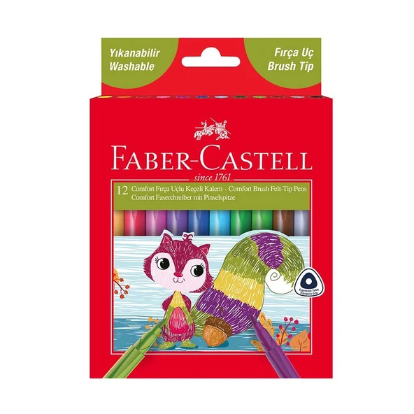 Faber Castell Comfort Serisi Keçeli Kalem 12 Renk Fırça Uçlu 5068155242 ürün görseli