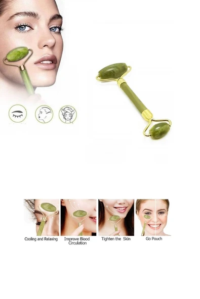 Yeşim Taşı Çift Taraflı Yüz Aleti Roller Cilt Bakım Doğal Güzellik - 3