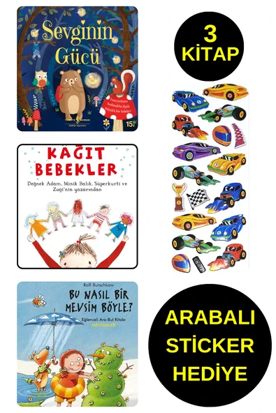 ARABALI STİCKER HEDİYELİ - OKUL ÖNCESİ RESİMLİ KİTAPLAR  - KAĞIT BEBEKLER - SEVGİNİN GÜCÜ - MEVSİM ürün görseli