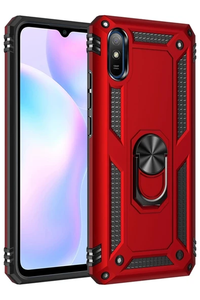 Litae Trend BFS Xiaomi Redmi 9A Kılıf Sofya Yüzüklü Silikon Kapak - Kırmızı