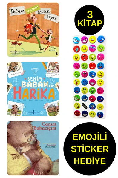 EMOJİLİ  STİCKER HEDİYE  - OKUL ÖNCESİ RESİMLİ KİTAPLAR  - BABAM KONULU 3 KİTAP ürün görseli