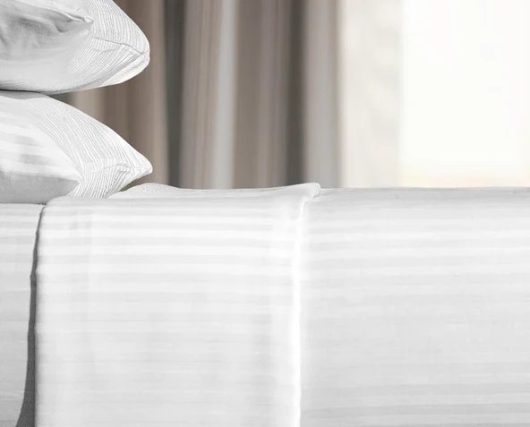 Nivora Çift Kişilik Çizgili Pamuk Saten Çarşaf | 240x280 | Mix & Match | Otel Serisi - Resim 7