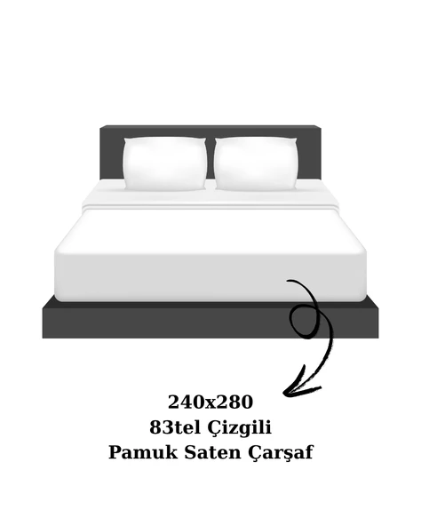 Nivora Çift Kişilik Çizgili Pamuk Saten Çarşaf | 240x280 | Mix & Match | Otel Serisi - Resim 3