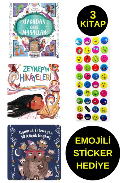 EMOJİLİ  STİCKER HEDİYE  - OKUL ÖNCESİ RESİMLİ KİTAPLAR  -  UYKUDAN ÖNCE MASALLAR - ZEYNEP HİKAYELER ürün görseli