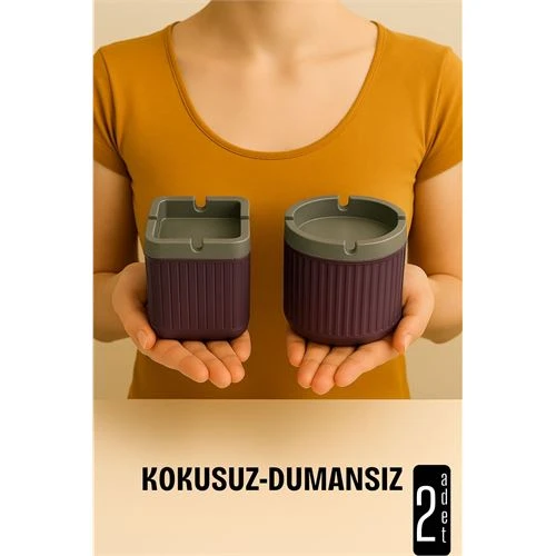 Kokusuz Dumansız Küllük - 2 li Küllük Seti Kafe Küllüğü Restoran Küllüğü Masaüstü Küllük ürün görseli