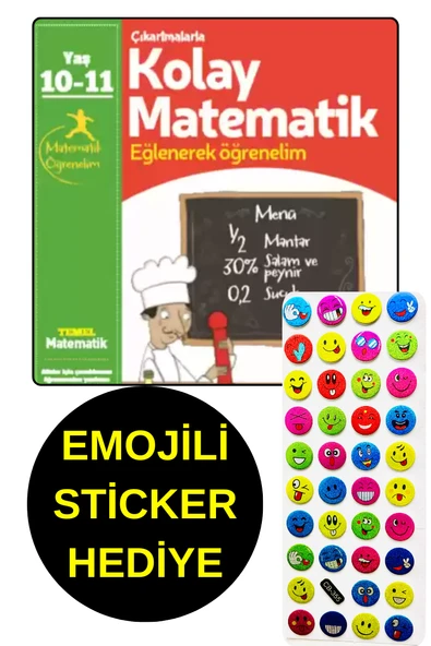 EMOJİLİ  STİCKER HEDİYE -  10 , 11 YAŞ - KOLAY MATEMATİK - EĞLENEREK ÖĞRENELİM ürün görseli