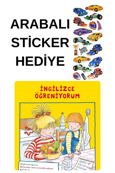 ARABALI STİCKER HEDİYELİ - OKUL ÖNCESİ RESİMLİ KİTAPLAR  - Arkadaşım Elif – İngilizce Öğreniyorum ürün görseli