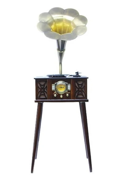 Gramofon Ahşap Standlı Plakçalar Radyo Bluetooth Usb Pikap CW004 - Resim 6