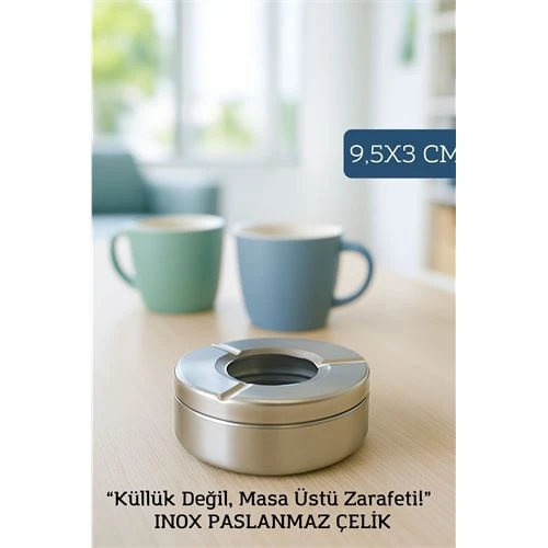 Inox Çelik Küllük – 9.5 cm x 3 cm | Modern, Hijyenik ve Dayanıklı Tasarım ürün görseli