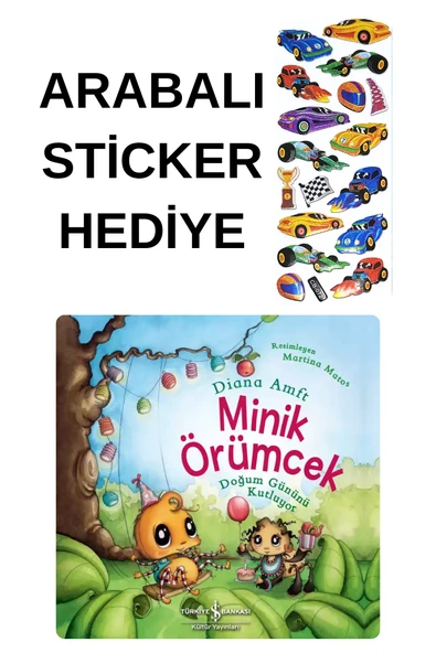 ARABALI STİCKER HEDİYELİ - OKUL ÖNCESİ RESİMLİ KİTAPLAR MASAL - MİNİK ÖRÜMCEK ürün görseli