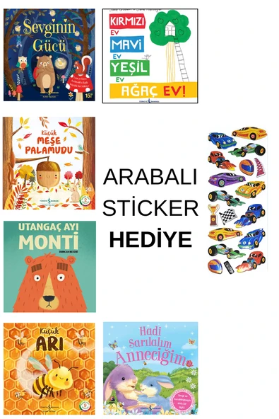 ARABALI STİCKER HEDİYELİ - OKUL ÖNCESİ RESİMLİ KİTAPLAR MASAL - 6 ADET ÇOCUK KİTABI ürün görseli