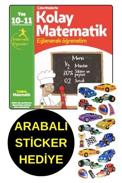 ARABALI  STİCKER HEDİYE -  10 , 11 YAŞ - KOLAY MATEMATİK - EĞLENEREK ÖĞRENELİM ürün görseli