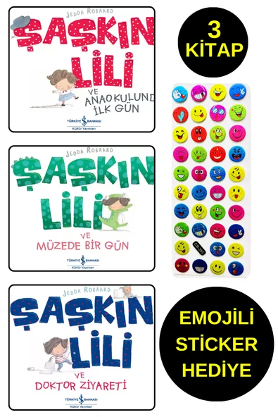 EMOJİLİ  STİCKER HEDİYE - OKUL ÖNCESİ RESİMLİ KİTAPLAR  - ŞAŞKIN LİLİ SERİSİ ürün görseli