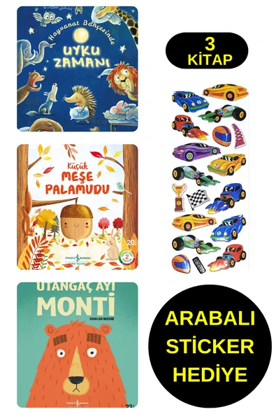 ARABALI STİCKER HEDİYELİ - OKUL ÖNCESİ RESİMLİ KİTAPLAR – HAYVANAT BAHÇESİNDE UYKU ZAMANI - MONTİ ürün görseli