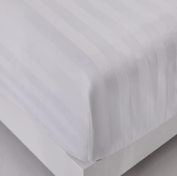 Nivora Çift Kişilik Çizgili Pamuk Saten Çarşaf | 240x280 | Mix & Match | Otel Serisi - Resim 6