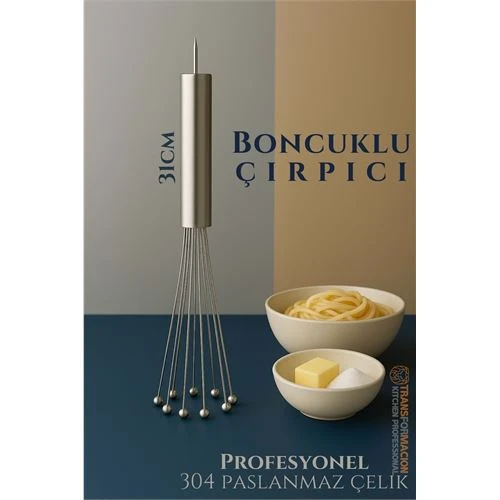 Çelik Misketli Yaylı Çırpıcı 304 Paslanmaz Çelik Makarna Çırpıcı Çırpma Teli ürün görseli