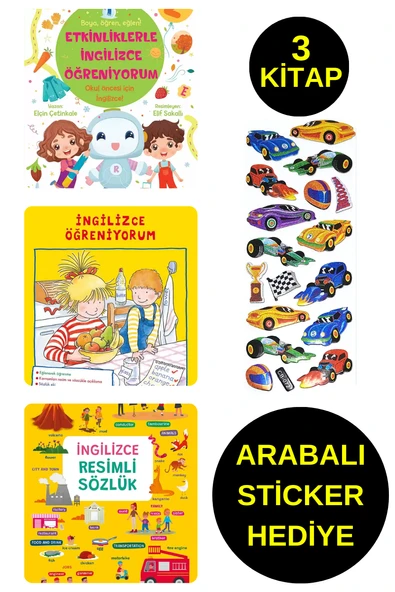 ARABALI STİCKER HEDİYELİ - OKUL ÖNCESİ RESİMLİ KİTAPLAR  - ETKİNLİKLERLE İNGİLİZCE ÖĞRENİYORUM ürün görseli