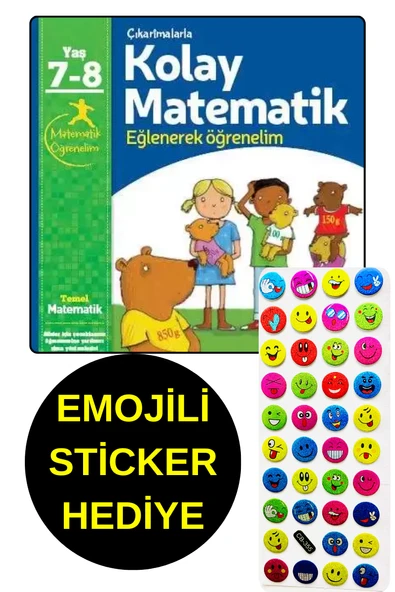 EMOJİLİ  STİCKER HEDİYE -  7 , 8 YAŞ - KOLAY MATEMATİK - EĞLENEREK ÖĞRENELİM ürün görseli