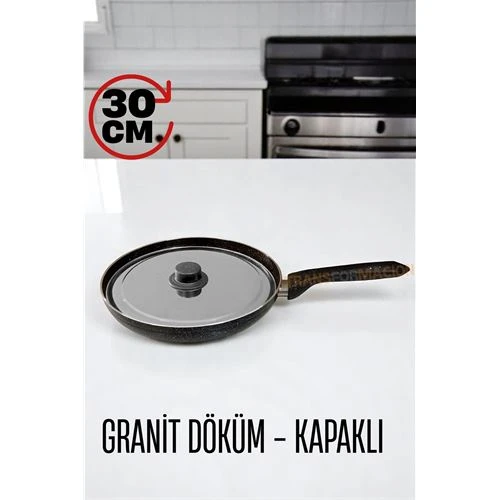 Granit Döküm Tava Paslanmaz Çelik Kapaklı -Yapışmaz Taban 30 Cm ürün görseli