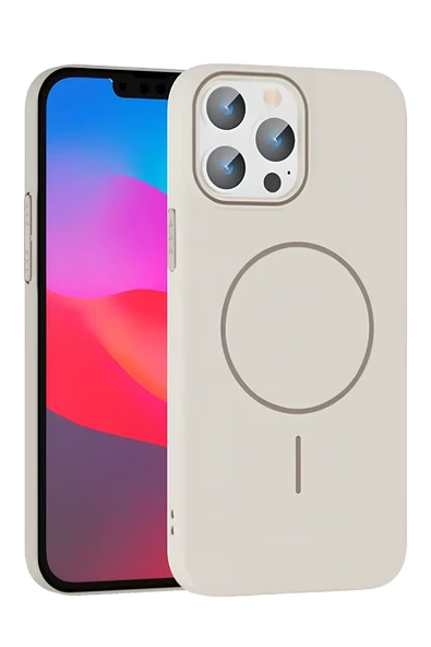 iPhone 15 Pro Max Broş Magsafe Kapak - Krem ürün görseli 1