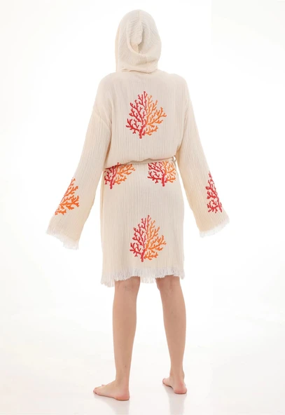 Coral Wooden Stamp Bathrobe - 2
