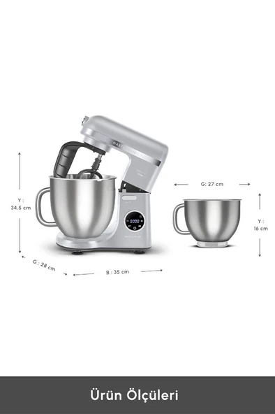Mastermaid Chef Ultra D2000W Dijital Ekranlı Hamur Yoğurma Makinesi Silver 7L - 2
