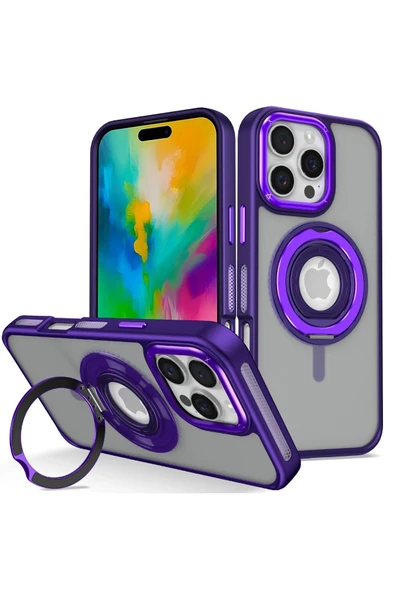 iPhone 16 Pro Banza Magsafe Standlı Kapak - Derin Mor ürün görseli 1