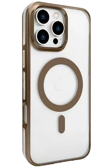 iPhone 16 Pro Gleam PC Sert Magsafe Kılıf - Kahverengi - Resim 4