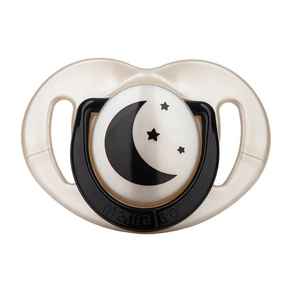Mamajoo Sterilizasyon & Saklama Kutulu Black & Pearl Desenli İkili Ortodontik Emzik Gece & Gündüz / 0 Ay+ - 3