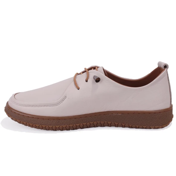 Dagoster DZA07-12981124 Ekru Ortopedik Günlük Deri Kadın Ayakkabı - Resim 3