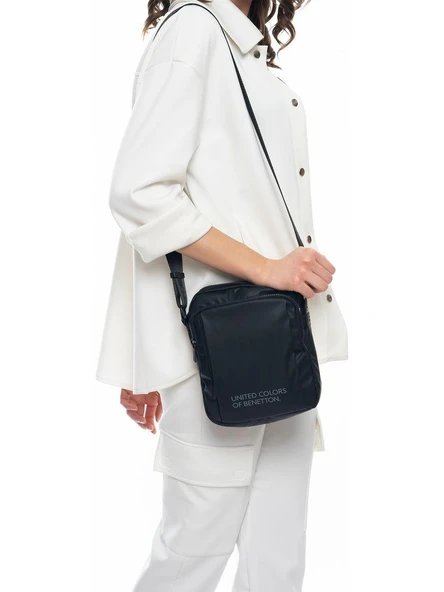 United Colors of Benetton Siyah Unisex Postacı Çantası BNT_264 - Resim 3