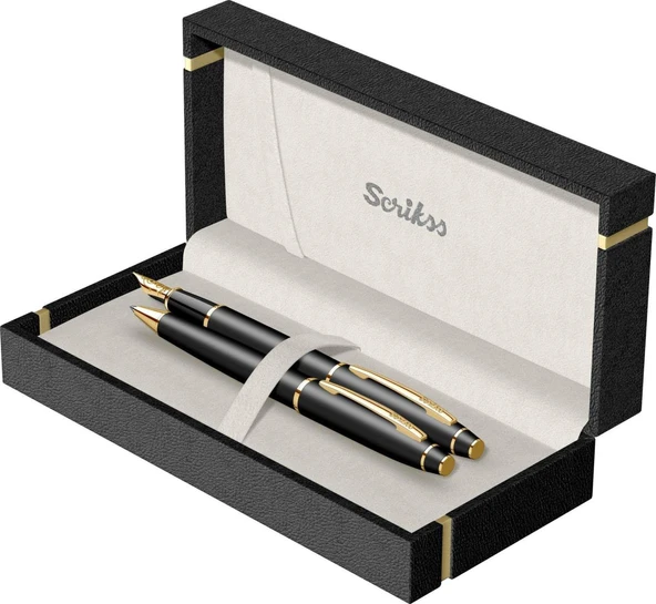 Scrikss Dolmakalem+Tükenmez  Siyah –Altın Kalem  35 ürün görseli