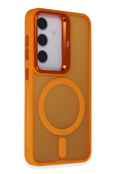 Samsung Galaxy S24 Plus Flet Lens Magsafe Kapak - Turuncu - Resim 4