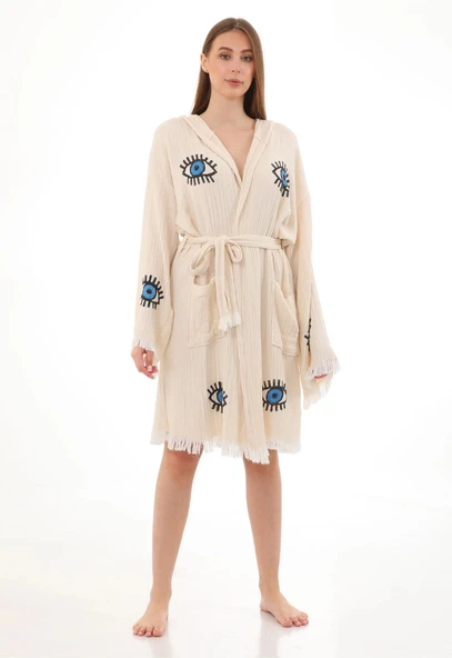 Eye Wooden Stamp Bathrobe - 3