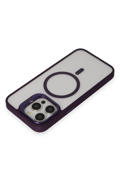 iPhone 15 Pro Kılıf Roblox Lens Magsafe Standlı Kapak - Derin Mor - Resim 10