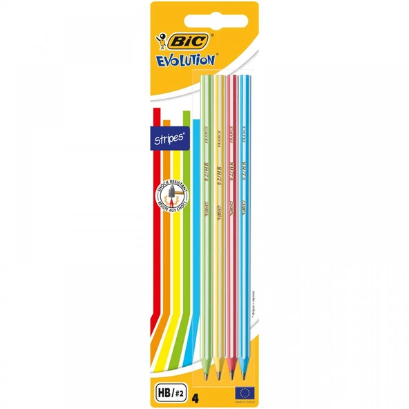 Bic Evolution 646 Stripes Kurşun Kalem 4lü Blister ürün görseli