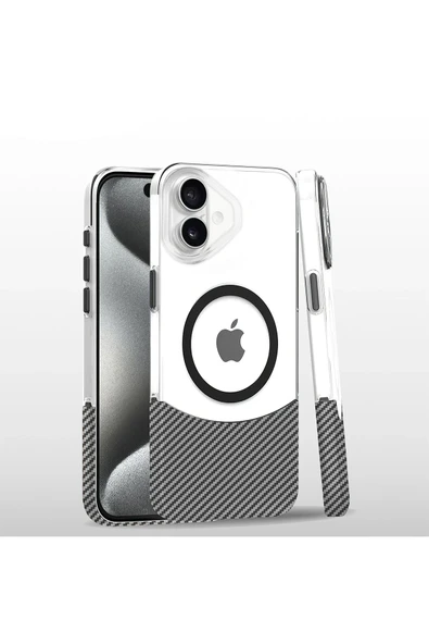 iPhone 16 Carbon Puzzle Magsafe Kapak - Beyaz ürün görseli 1