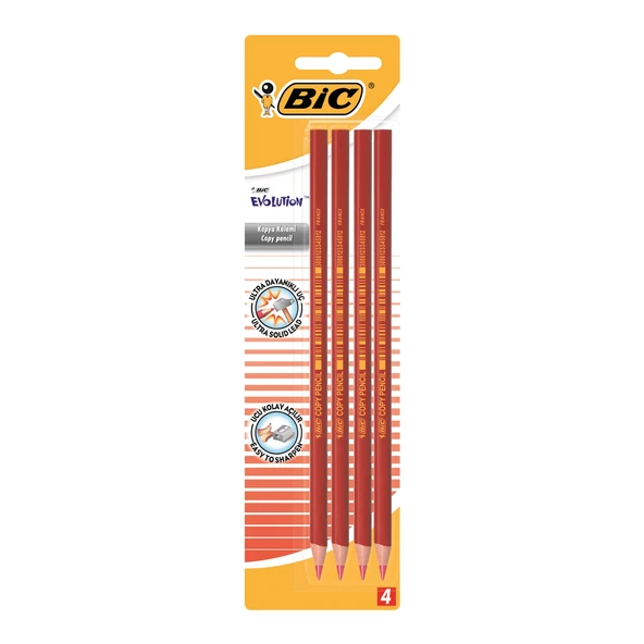Bic Evolution Kırmızı Kopya Kalemi 4lü Blister ürün görseli
