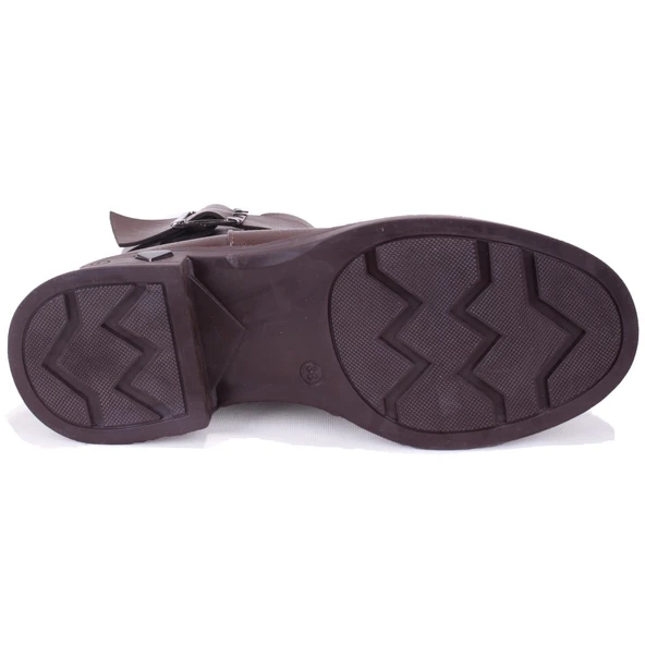 Dagoster DZA07-1004V042 Kahve Günlük Fermuarlı Düz Topuk Kadın Bot - Resim 4