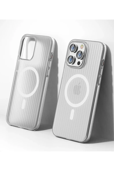 iPhone 14 Pro Max Line Magsafe Kapak - Beyaz - Resim 2