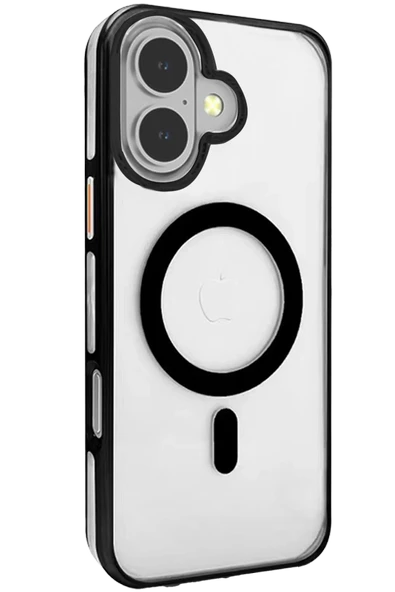 iPhone 16 Gleam PC Sert Magsafe Kılıf - Şeffaf-Siyah ürün görseli 1