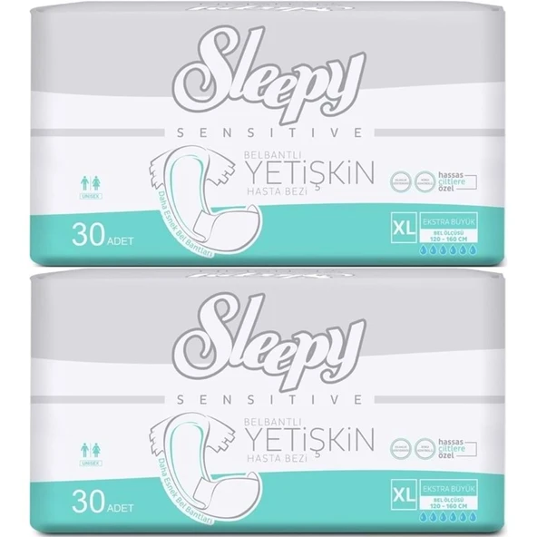 Sleepy Yetişkin Hasta Bezi Bel Bantlı XL - Extra Large - Ekstra Large 60 Adet (2PK*30) ürün görseli 1