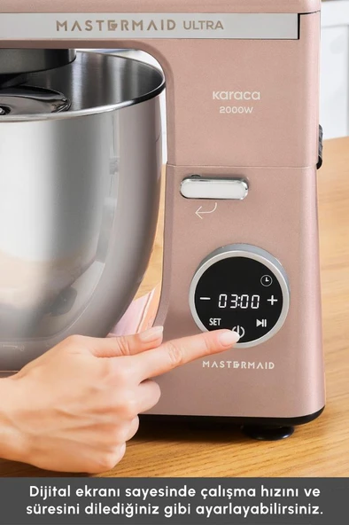 Mastermaid Chef Ultra D2000W Dijital Ekranlı Hamur Yoğurma Makinesi Pearly Pink 7L - 5