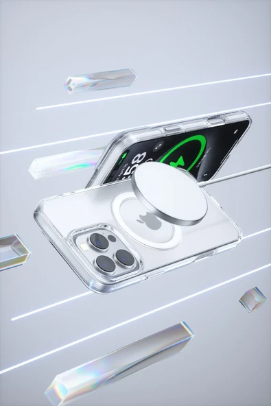 iPhone 16 Pro Max Gleam PC Sert Magsafe Kılıf - Şeffaf - Resim 3