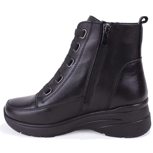 Dagoster DZA07-13091527 Siyah Günlük Düz Taban Deri Kadın Bot - Resim 3