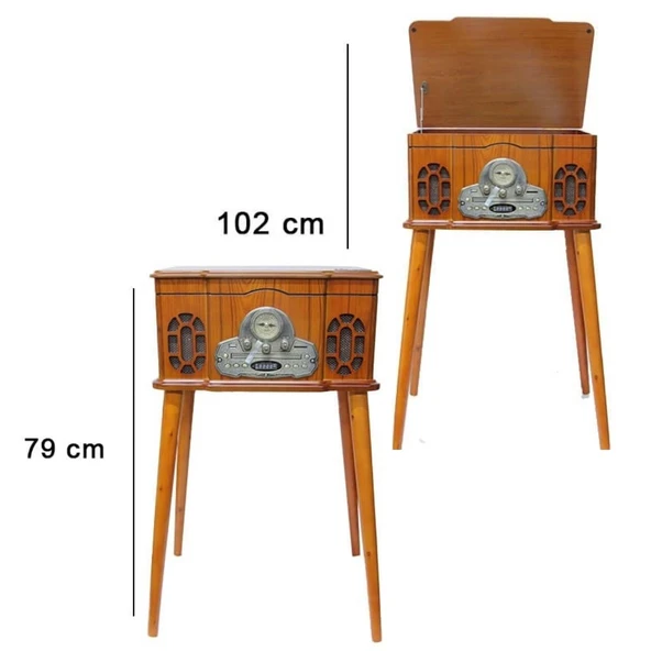 Pikap Ahşap Standlı Plakçalar Radyo Bluetooth Usb CW005 - Resim 5