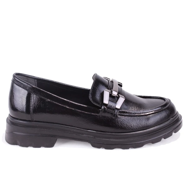 Dagoster DZA07-90814 Siyah Rugan Günlük Loafer  Kadın Ayakkabı - Resim 2